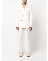 Мужской белый двубортный пиджак в вертикальную полоску от Amiri