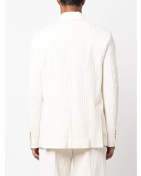 Мужской белый двубортный пиджак в вертикальную полоску от Amiri
