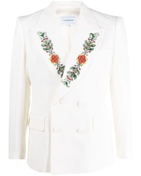 Мужской белый двубортный пиджак с вышивкой от Casablanca