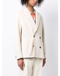 Мужской белый двубортный пиджак с вышивкой от Paul Smith
