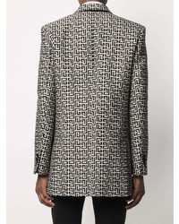 Мужской белый двубортный пиджак с принтом от Balmain