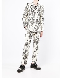 Мужской белый двубортный пиджак с цветочным принтом от Comme Des Garcons Homme Plus