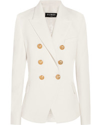 Женский белый двубортный пиджак от Balmain