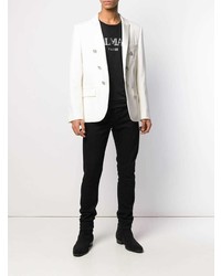 Мужской белый двубортный пиджак от Balmain