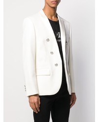 Мужской белый двубортный пиджак от Balmain