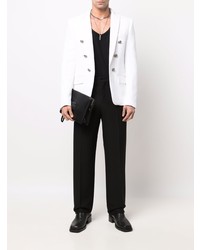 Мужской белый двубортный пиджак от Balmain