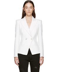 Женский белый двубортный пиджак от PIERRE BALMAIN