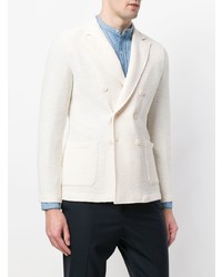 Мужской белый двубортный пиджак от T Jacket