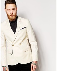Мужской белый двубортный пиджак