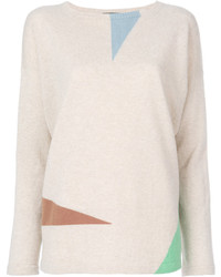 Женский белый кашемировый свитер с геометрическим рисунком от Cividini