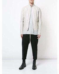 Мужской белый кожаный бомбер от Isaac Sellam Experience