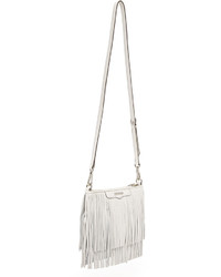 Белый кожаный клатч c бахромой от Rebecca Minkoff