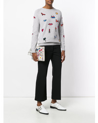 Белый кожаный клатч с вышивкой от Anya Hindmarch