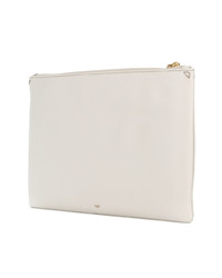 Белый кожаный клатч с вышивкой от Anya Hindmarch