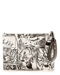 Белый кожаный клатч с принтом от MCQ