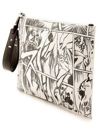 Белый кожаный клатч с принтом от MCQ