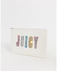 Белый кожаный клатч с принтом от Juicy Couture