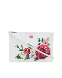 Белый кожаный клатч с цветочным принтом от Dolce & Gabbana