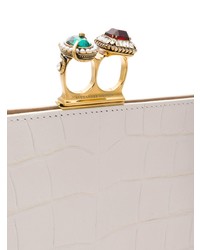 Белый кожаный клатч от Alexander McQueen