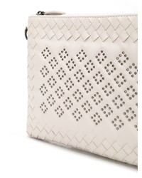Белый кожаный клатч от Bottega Veneta