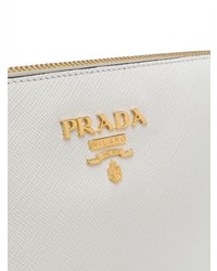Белый кожаный клатч от Prada