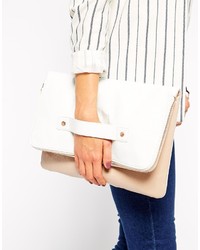 Белый кожаный клатч от Pieces