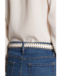 Женский белый кожаный ремень с украшением от Miu Miu