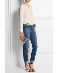 Женский белый кожаный ремень с украшением от Miu Miu