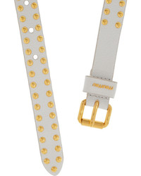 Женский белый кожаный ремень с украшением от Miu Miu