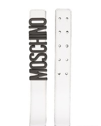 Мужской белый кожаный ремень от Moschino