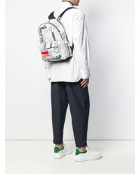 Мужской белый кожаный рюкзак с принтом от Versace