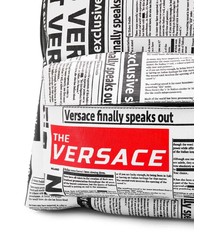 Мужской белый кожаный рюкзак с принтом от Versace
