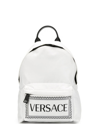 Женский белый кожаный рюкзак с принтом от Versace