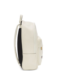 Мужской белый кожаный рюкзак с принтом от Gucci
