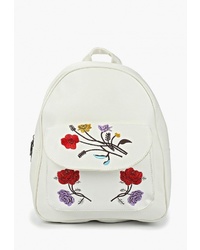 Женский белый кожаный рюкзак с цветочным принтом от Ors Oro