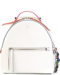 Женский белый кожаный рюкзак от Fendi