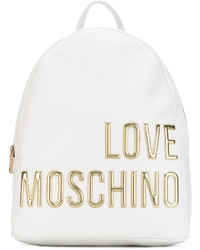 Женский белый кожаный рюкзак от Love Moschino