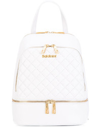 Женский белый кожаный стеганый рюкзак от Baldinini