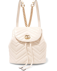Женский белый кожаный стеганый рюкзак от Gucci