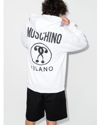 Мужской белый кожаный худи от Moschino