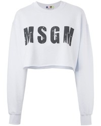 Белый короткий свитер с принтом от MSGM