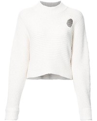 Белый короткий свитер от Alexander Wang