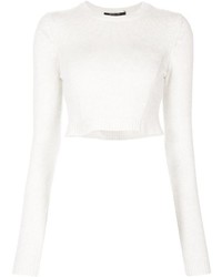 Белый короткий свитер от Derek Lam