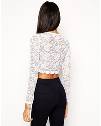 Белый кружевной короткий свитер от Asos