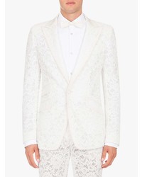 Мужской белый кружевной пиджак от Dolce & Gabbana