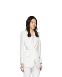 Женский белый кружевной пиджак от Alexander McQueen