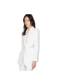 Женский белый кружевной пиджак от Alexander McQueen