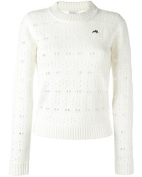 Женский белый кружевной свитер с круглым вырезом от Bella Freud