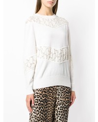 Женский белый кружевной свитер с круглым вырезом от See by Chloe