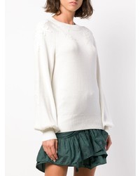 Женский белый кружевной свитер с круглым вырезом от See by Chloe